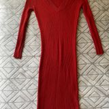 Timing Rust-Colored Ribbed Sweater Dress Photo 0