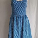 Maeve  ▪ Caldera Blue Polka Dot Fit & Flare Dress L Photo 0