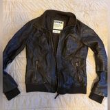 Garage Chocolate Brown Moto Leather Jacket - Size Large Photo 0