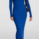 SKIMS NWOT Long Sleeve Soft Lounge Slip Dress in Blue Photo 0