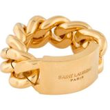 Saint Laurent Chain ID Plaque Ring in Metal Gold size 6 Photo 0