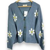 Forever 21 NWT No Comment NY LA  Flower Knit Cardigan Photo 0