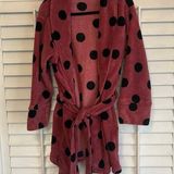 PINK - Victoria's Secret Pink Victoria’s Secret Mauve With Black Polka Dots Robe Size M/L Photo 0