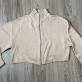 H&M  Divided Beige Zip-Up Women's Sweater Size Small Photo 0
