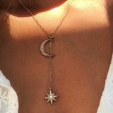 Boutique Moon & Star Rhinestone Lariat Necklace  Photo 0