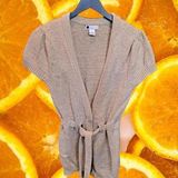 carole little Tan Knit Snap Closure Belted Sweater Size Small Photo 0