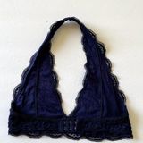 French affair  Bra Womens Small Blue Halter Lace Bralette Photo 0