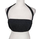 We Wore What  Black Halter Crop Top Size Small NWT Tie Neck Halter Top Photo 0