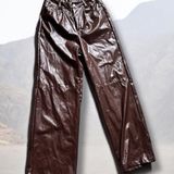 SheIn | Brown PU Leather Straight Leg Pants | 4 Photo 0