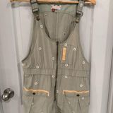 Pilcro and the Letterpress Pilcro by Anthropologie Dessa Romper Floral Embroidered Green Overalls Medium Photo 0