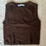 ZARA Brown Tank Top Crop Photo 0