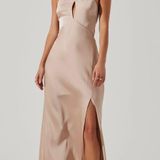 ASTR The Label Marissa Champagne Halter Dress Photo 0