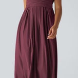 Halara  Amaranth Burgundy Breezeful V Neck Lightweight Waist Tie Midi Dress XL Photo 0