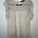 Suzanne Betro Women’s Large Pink and Black Polka Dot Short Sleeve Blouse Photo 0
