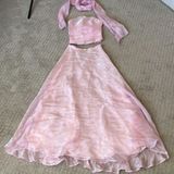 Aspeed Vintage Y2K Pink Organza Prom Dress Tube Top Maxi Skirt Scarf Diamante Detail XS Photo 0