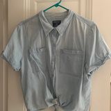 United by Blue Denim Short Sleeve Button Up With Tie Front Photo 0