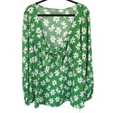 Ava & Viv NWT  Kelly Green Floral Peplum Tie Front Blouse Summer Festival 3X Photo 0