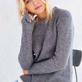 Unif Women's Gray Ribbed Waffle Knit Pullover Acrylic Blend Sweater Size Small Photo 0