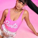 Boohoo BARBIE Pink One Piece Swimsuit Sz 8 NEW Photo 0