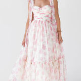 These Three Boutique  tie strap pink floral midi dress Photo 0