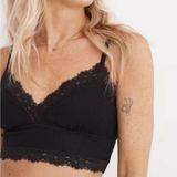 Aerie  Ribbed Eyelash Lace Trim Longline Bralette Photo 0