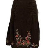 Dress Barn Skirt Corduroy Brown Embroidery Size 14 Midi Length Side Zipper Photo 0
