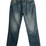 Free People Jeans Womens Size 24 Blue Mid Rise Medium Wash Raw Hem Straight Leg Photo 0