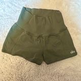 Alo Yoga Women's Olive High-Waist Shorts Photo 0