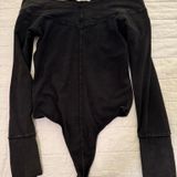 Free People Off-The-Shoulder Black Bodysuit Photo 0