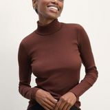 Everlane The Organic Cotton Tissue Turtleneck Brown Size Medium NWOT Photo 0