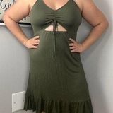 Chelsea 28 Nordstrom Midi Cutout Slip Dress Army Green XXL EUC Photo 0