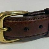Brighton BROWN LEATHER BELT WITH BLUE TWEED LIKE STRIPE SIZE 38 UNISEX Photo 0