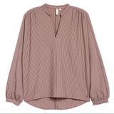 Treasure & Bond Treasure Bond Blouse Medium Long Sleeve Stripe Burgundy Pink Business Casual Top Photo 0