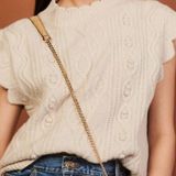 Sandro Cable Knit Wool Blend Beige Sweater Vest Women's Size Small Photo 0