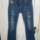 Miss Me Buckle Easy Boot Cut Stretch Bling Pocket Distressed Jeans W-860 Sz 28 Photo 0