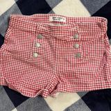Almost Famous Red Checkered Denim Shorts Photo 0