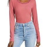 Socialite Long Sleeve Scoop Neck Crop Top In Mauve Medium NWT Photo 0