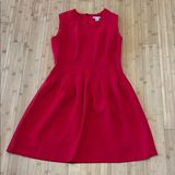 H&M Red Pleated Midi Dress Crew Neck Sleeveless Photo 0