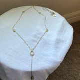 White House | Black Market : Gold Tone Long Necklace- drapes Photo 0