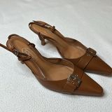 Talbots  Brown Pointed Toe Buckle Leather Kitten Heel Photo 0