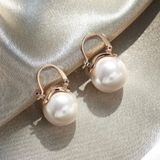Elegant White Pearl Drop Dangle Earrings for Women Gold Photo 0