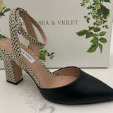 Chelsea and Violet Black and Cream Heels with Snake Print Photo 0