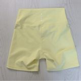 Anthropologie NWOT WILO by  Butter Yellow Pastel Ribbed Biker Shorts Spandex M Photo 0