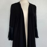 Ellen Tracy Solid Black Open Front Cardigan Photo 0