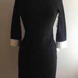 Adrienne Vittadini Black and White Collared Dress Photo 0