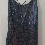 Black Bead Sliver Sparkly Dress With Crisscross Low back Photo 0