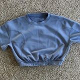 Lululemon  Athletica Blue Short Sleeve Crop Top Photo 0