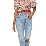 Raga  Mryna Floral Ruffle Tassel Crop top size medium Photo 0