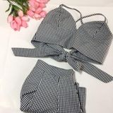 JustFab Gingham Crop Top & Pleated Shorts Photo 0