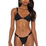 Camila Coelho 'Alanza' Black Ribbed Bikini Top - S Photo 0